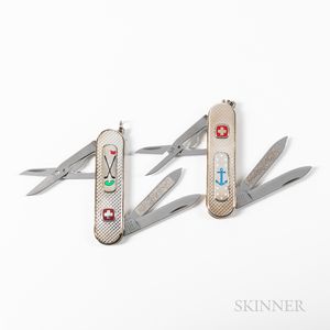 Two Silver Swiss Army Pocket Knives