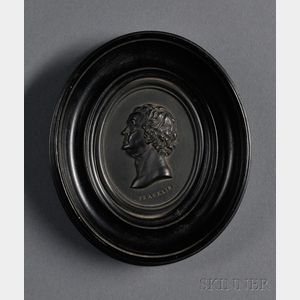 Wedgwood & Bentley Black Basalt Portrait Medallion of Benjamin Franklin