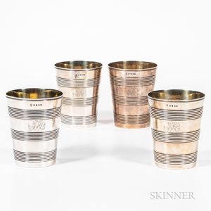 Set of Four Sterling Silver Beakers