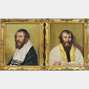 Two Framed Oil on Canvas Portraits of Rabbis