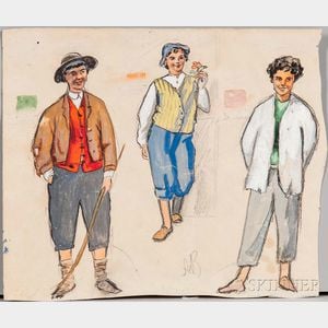 Alexandre Nikolaevich Benois (Russian, 1870-1960) Three Young Men