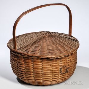 Woven Ash Splint Covered Sewing Basket