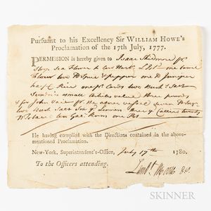 Sir William Howe Printed Permission Form