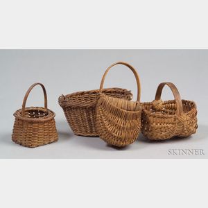 Four Miniature Woven Splint Baskets