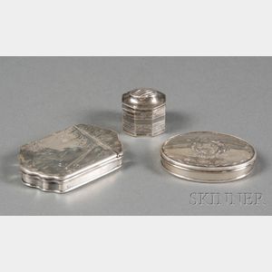 Three Small Continental Silver Snuff Boxes
