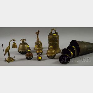 Twelve Assorted Asian and Near Eastern Cast Bronze and Metal Bells