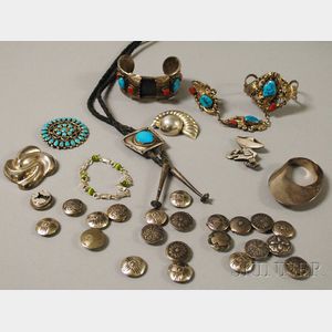 Small Group of Southwestern and Mexican Sterling Silver and Silver-tone Jewelry