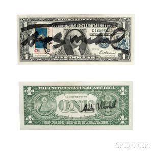 Andy Warhol (American, 1928-1987) Signed One Dollar Bill.