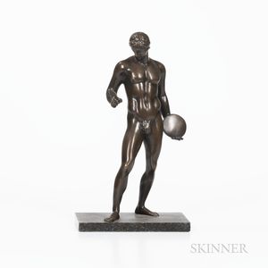 Figure of a Classical Bronze Nude Discus Thrower