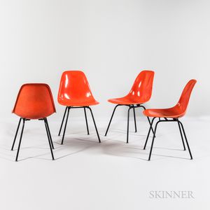 Four Charles and Ray Eames for Herman Miller Molded Fiberglass Side Chairs