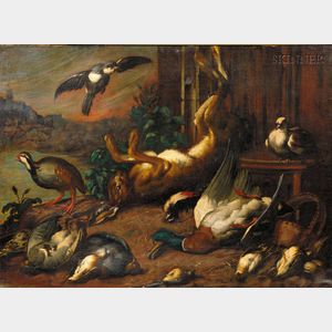 Manner of Melchior de Hondecoeter (Dutch, 1636-1695) Still Life with Fowl and Game
