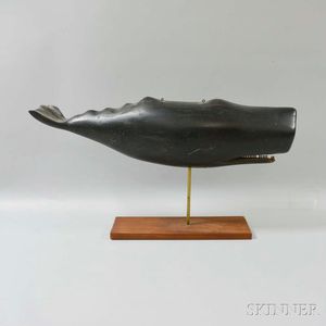 Carved and Painted Figure of a Whale on Stand