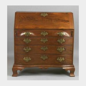 Chippendale Mahogany Carved Oxbow Desk