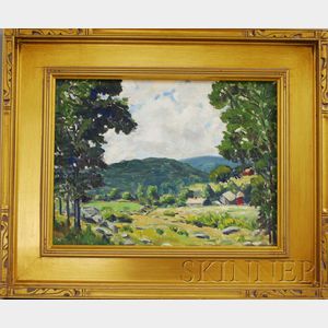 Edgar Otis Miner (American, 1915-2003) Landscape with Farm.