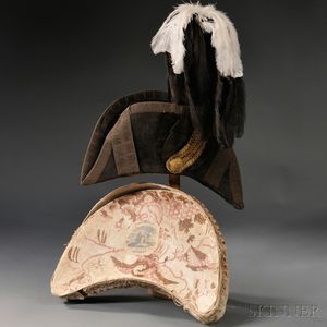 Militia Officer's Chapeau-bras and Plume with Original Pasteboard Box