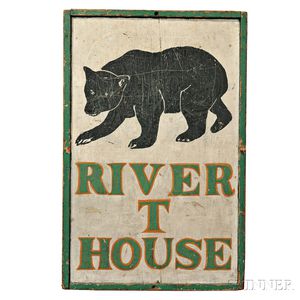 Paint-decorated "RIVER T HOUSE" Sign