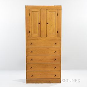 Shaker Yellow-painted Cupboard over Drawers