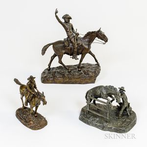 Three Bronze and Pewter Cowboy Sculptures