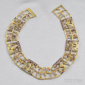 18kt Gold, Enamel, and Diamond Collar