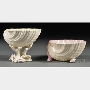 Two Belleek Porcelain Shells