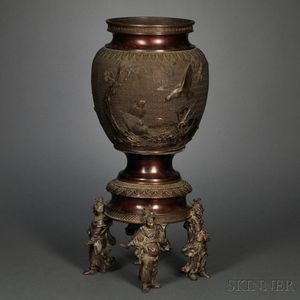 Bronze Vase Jar with a Four-legged Stand