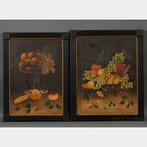 American School, 19th Century Two Still Life Paintings with Fruit.