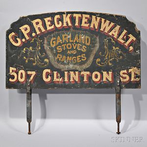 Painted "G.P. RECKTENWALT GARLAND STOVES AND RANGES" Advertising Sign
