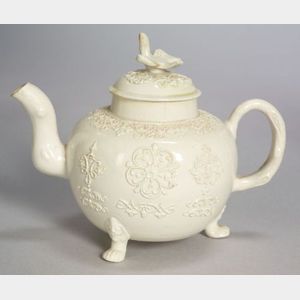 Staffordshire White Salt Glazed Stoneware Teapot and Cover