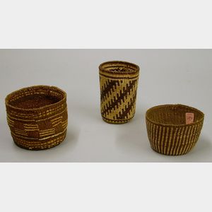 Three Northwest Native American Twined Baskets.
