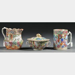 Three Rose Mandarin Decorated Porcelain Items