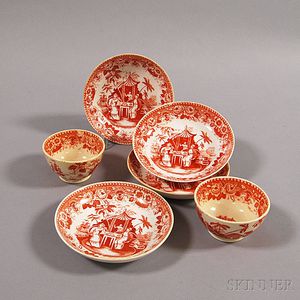 Six Chinese Transferware Cups and Saucers