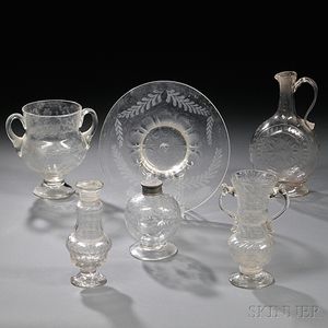 Thirteen Pieces of Colorless Blown Glass Tableware