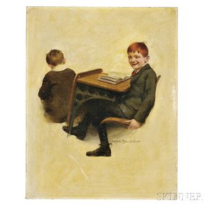 MacLellan, Charles Archibald (1885-1961) Original Oil on Canvas, Illustration of a Redheaded School Boy.