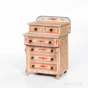 Miniature Red-, White-, and Blue-painted Bureau