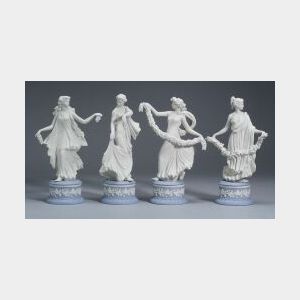 Four Modern Wedgwood Jasper Dancing Hours Figures