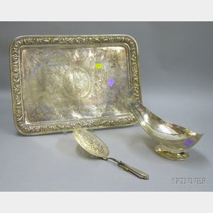 Middle Eastern Silver Tray with a Pie Server and Serving Piece.