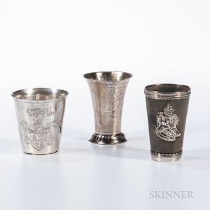 Three Continental Silver Beakers