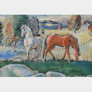 Gerard Hordyk (Dutch, 1899-1958) Grazing Horses