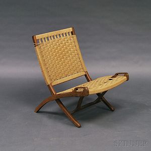 Hans Wegner-style Folding Teak Rope Chair