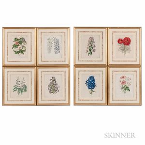 Eight Framed Lithographs of Flowers