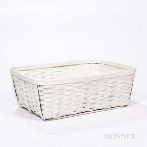 Large White-painted Splint Basket