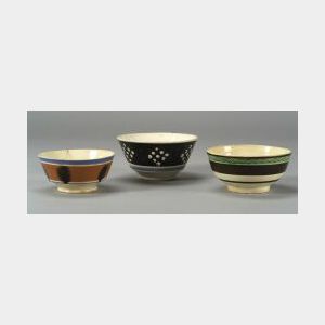 Three Mochaware Bowls