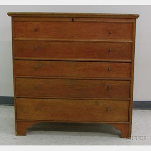 Pine Blanket Chest over Three Long Drawers