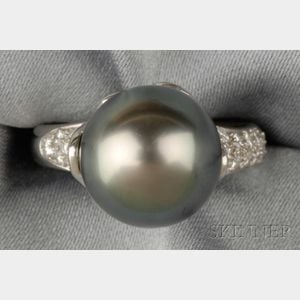 Platinum, Tahitian Pearl, and Diamond Ring, Tiffany & Co.