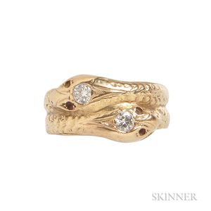 14kt Gold and Diamond Snake Ring