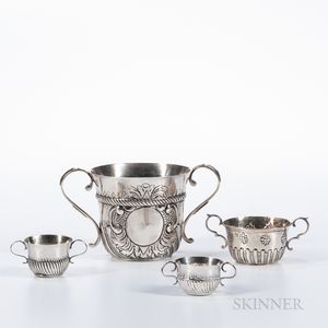 Four English Sterling Silver Caudle Cups