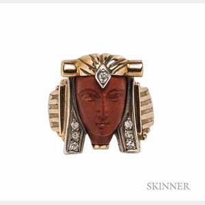 Egyptian Revival Gold and Diamond Ring