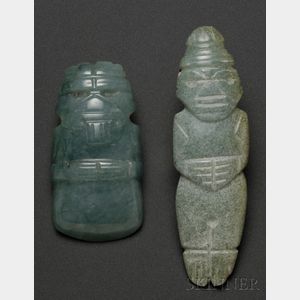 Two Pre-Columbian Carved Jade Pendants
