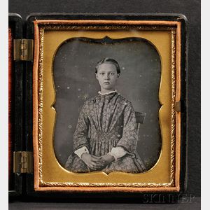 Sixth Plate Daguerreotype Portrait of a Seated Young Girl