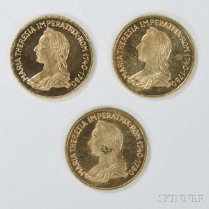Three Austrian Maria Theresa Gold Medallions. 